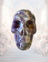 Chevron Amethyst Crystal Skull 5"