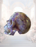 Chevron Amethyst Crystal Skull 5"