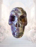 Chevron Amethyst Crystal Skull 5"