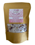 Love Moon Salts - Crystal Infused bath salts with Rose Quartz Tumble stone and Jasmine and Rose Essential Oils - Sacred Earth