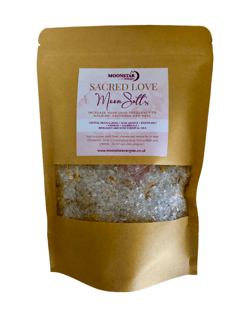 Sacred Love Moon Salts - Crystal Infused Bath Salts with Bergamot & Rose - Sacred Earth