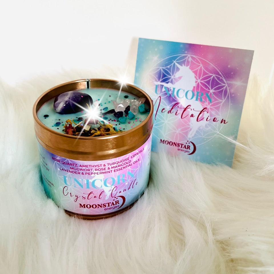 Unicorn ~ Energy Infused Crystal Candle - Love, harmony & playfulness - Sacred Earth